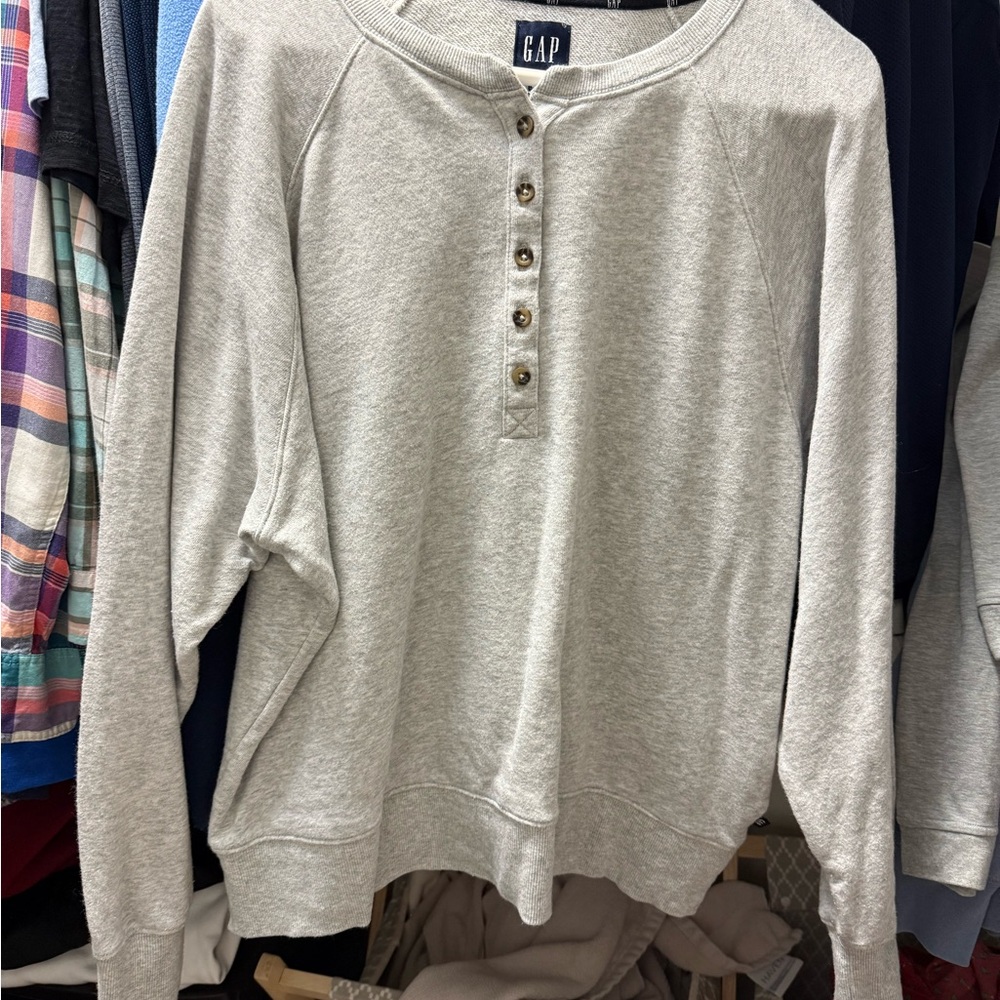 GAP Gray Henley Sweatshirt